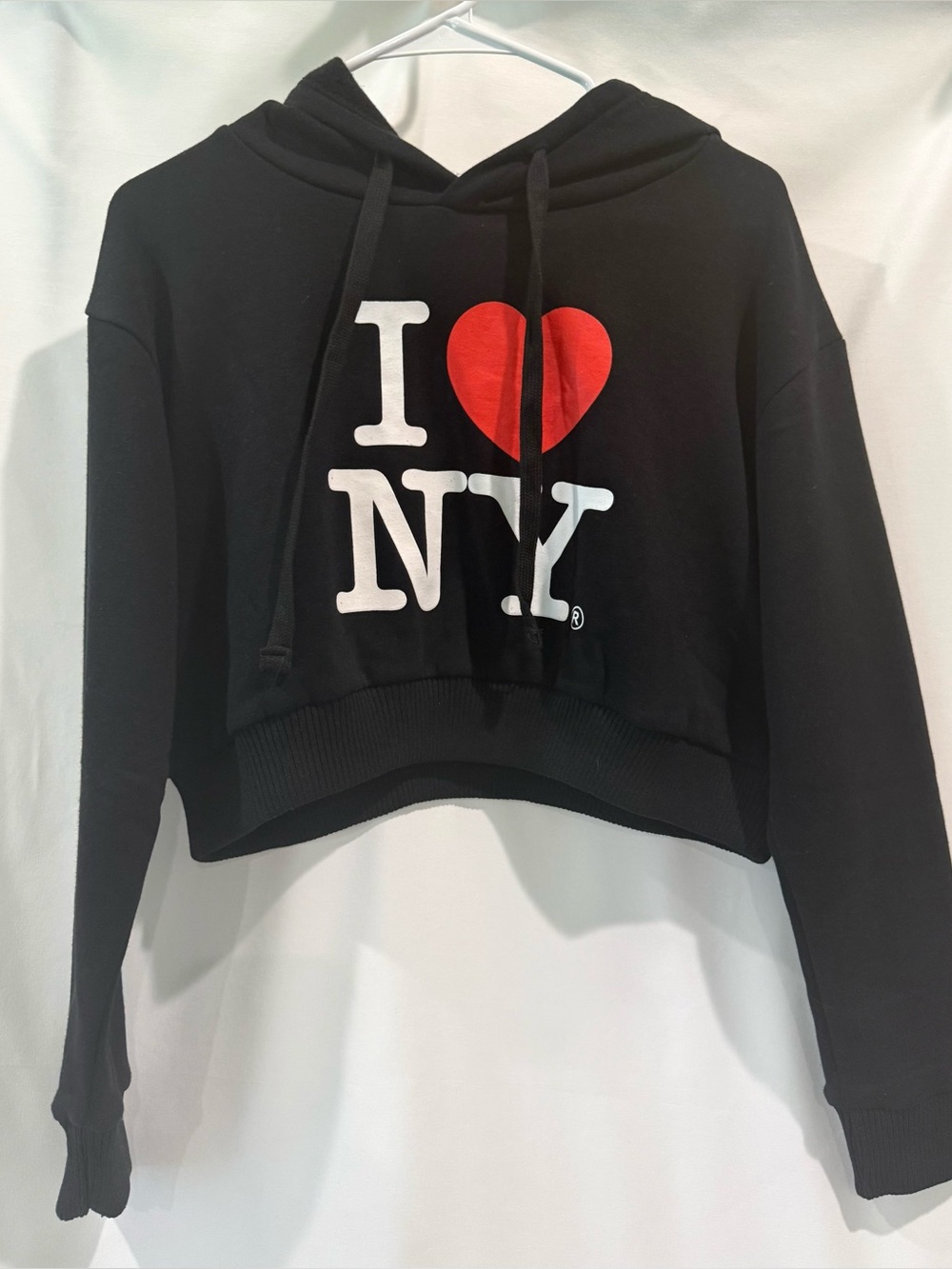Black Cropped Hoodie with I ♥ NY Graphic size small New with tags.